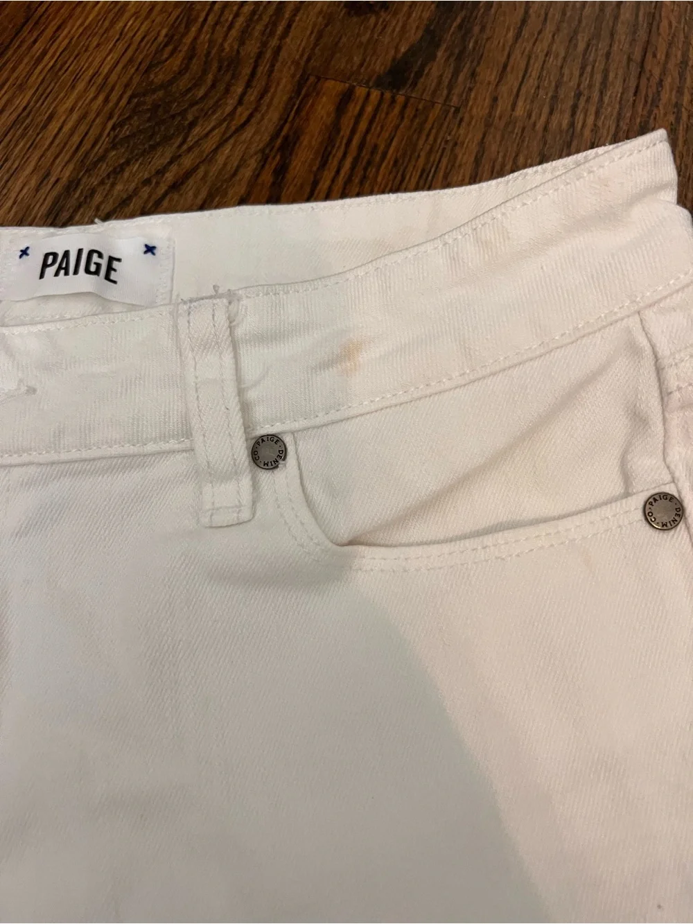PAIGE White Frayed Hem Denim Shorts - Women's